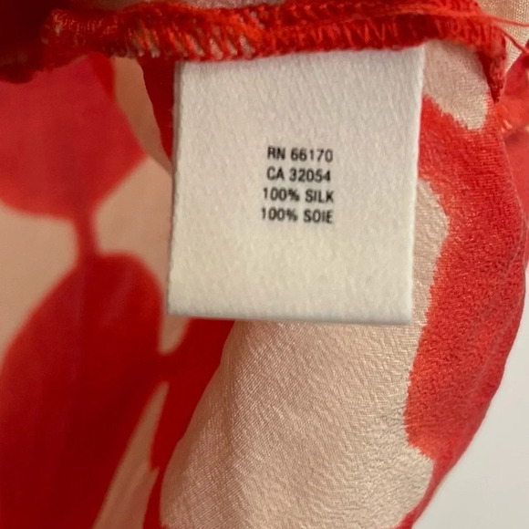 Maeve Anthropologie Blouse Womens Size 6 Red Ivory Geometric Draped Top Silk - Picture 5 of 8